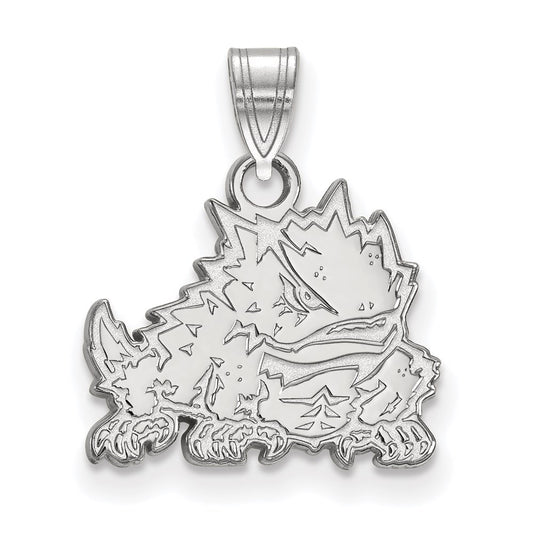 10K White Gold Logoart Texas Christian University Horned Frog Small Pendant