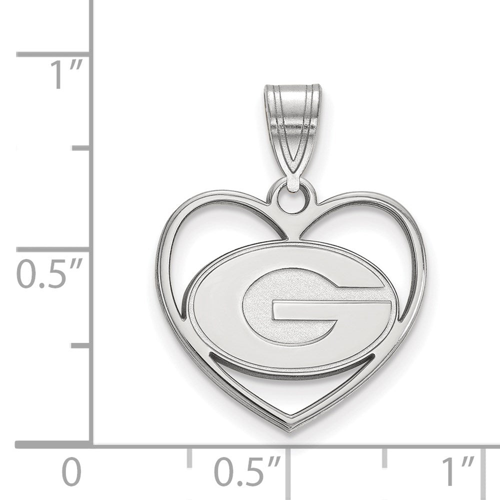 Sterling Silver Rhodium Plated Logoart University Of Georgia Letter G Heart Pendant