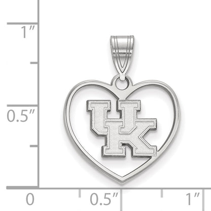 Sterling Silver Rhodium Plated Logoart University Of Kentucky U K Heart Pendant