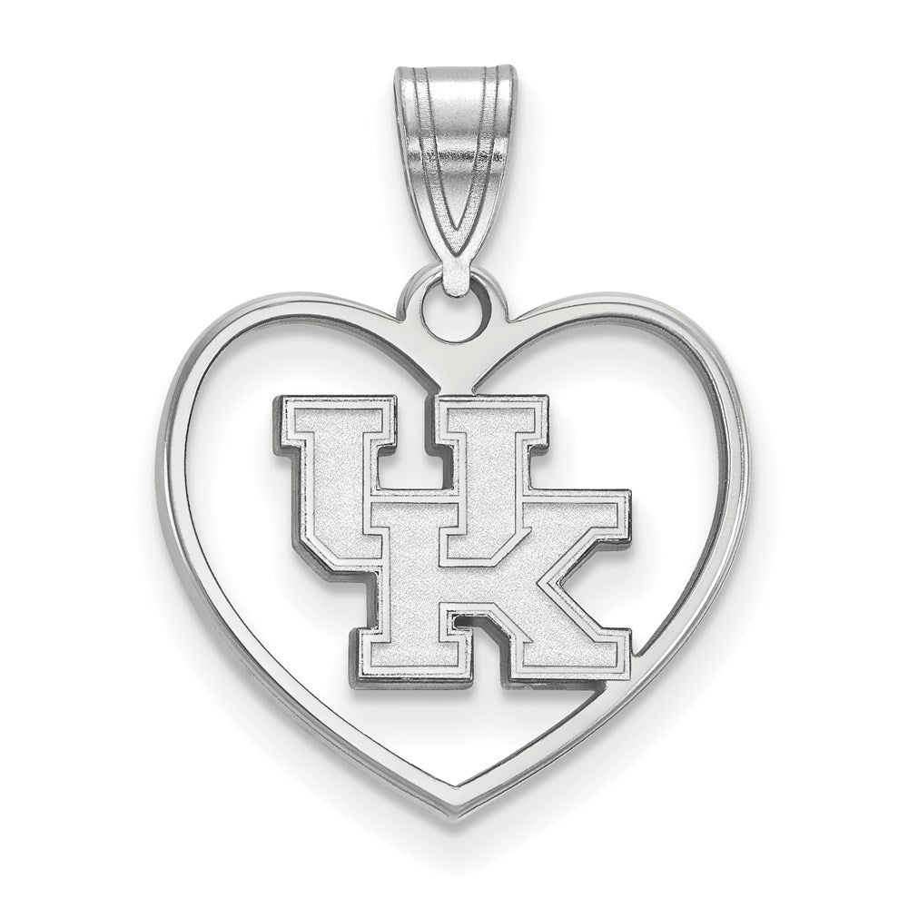 Sterling Silver Rhodium Plated Logoart University Of Kentucky U K Heart Pendant