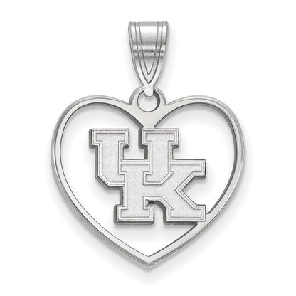 Sterling Silver Rhodium Plated Logoart University Of Kentucky U K Heart Pendant