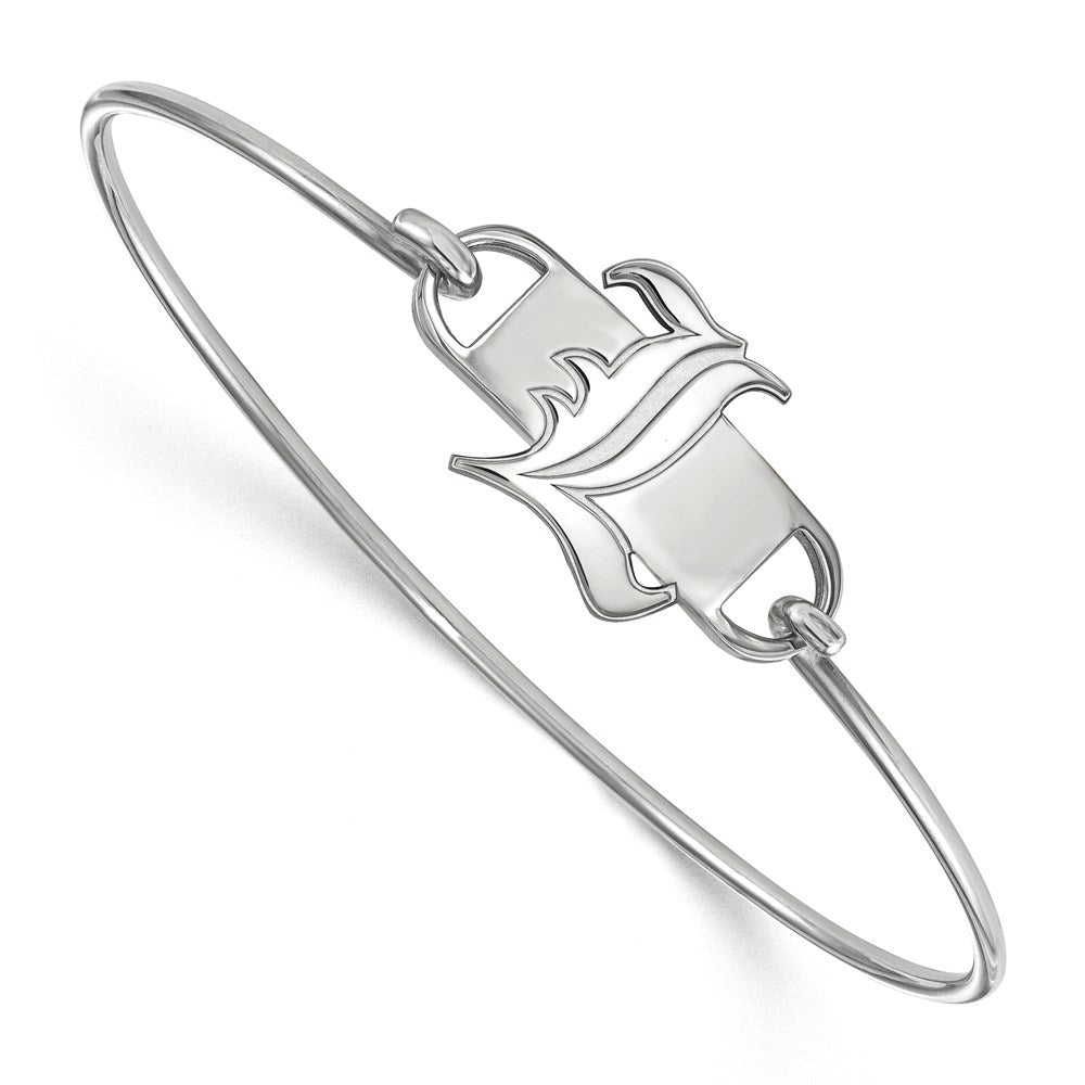 Sterling Silver Rhodium Plated Logoart University Of Louisville Letter L Small Center 7 Inch Wire Bangle