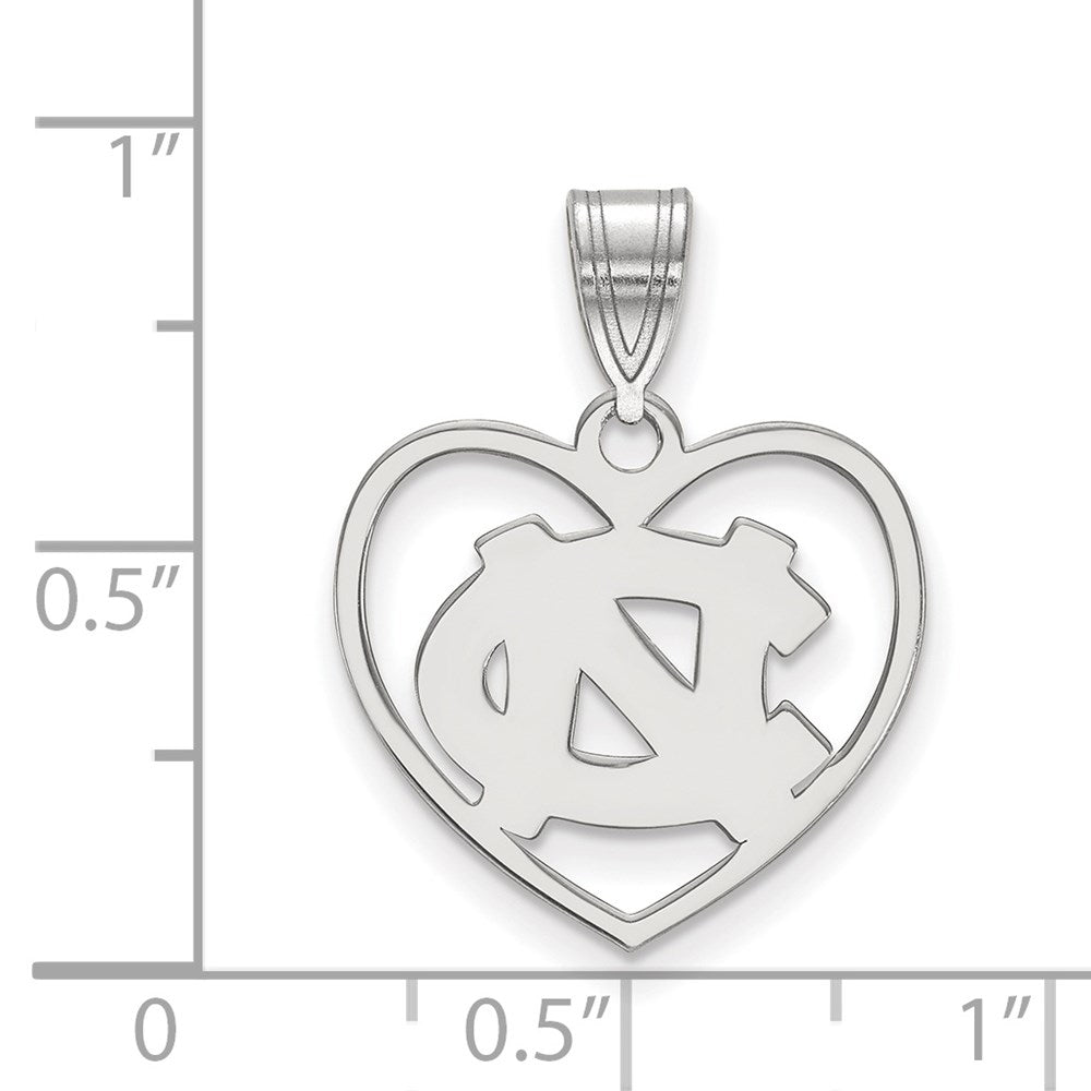 Sterling Silver Rhodium Plated Logoart University Of North Carolina N C Heart Pendant
