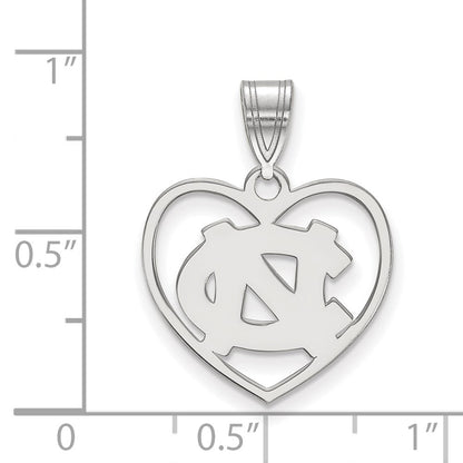Sterling Silver Rhodium Plated Logoart University Of North Carolina N C Heart Pendant