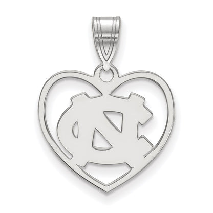 Sterling Silver Rhodium Plated Logoart University Of North Carolina N C Heart Pendant