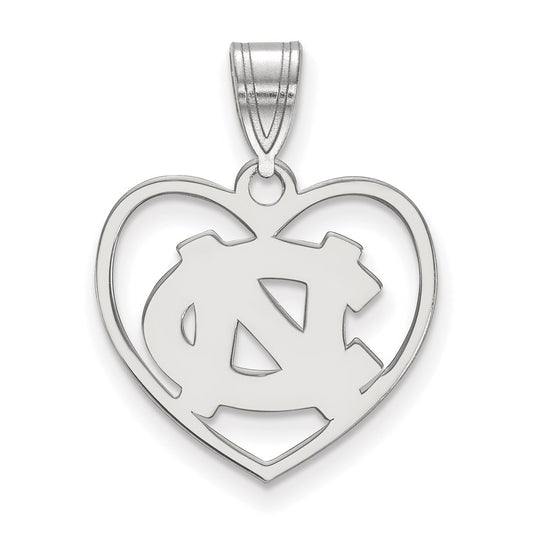 Sterling Silver Rhodium Plated Logoart University Of North Carolina N C Heart Pendant