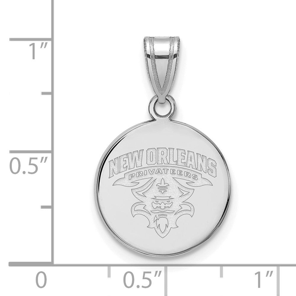 14K White Gold Logoart University Of New Orleans U N O Medium Disc Pendant