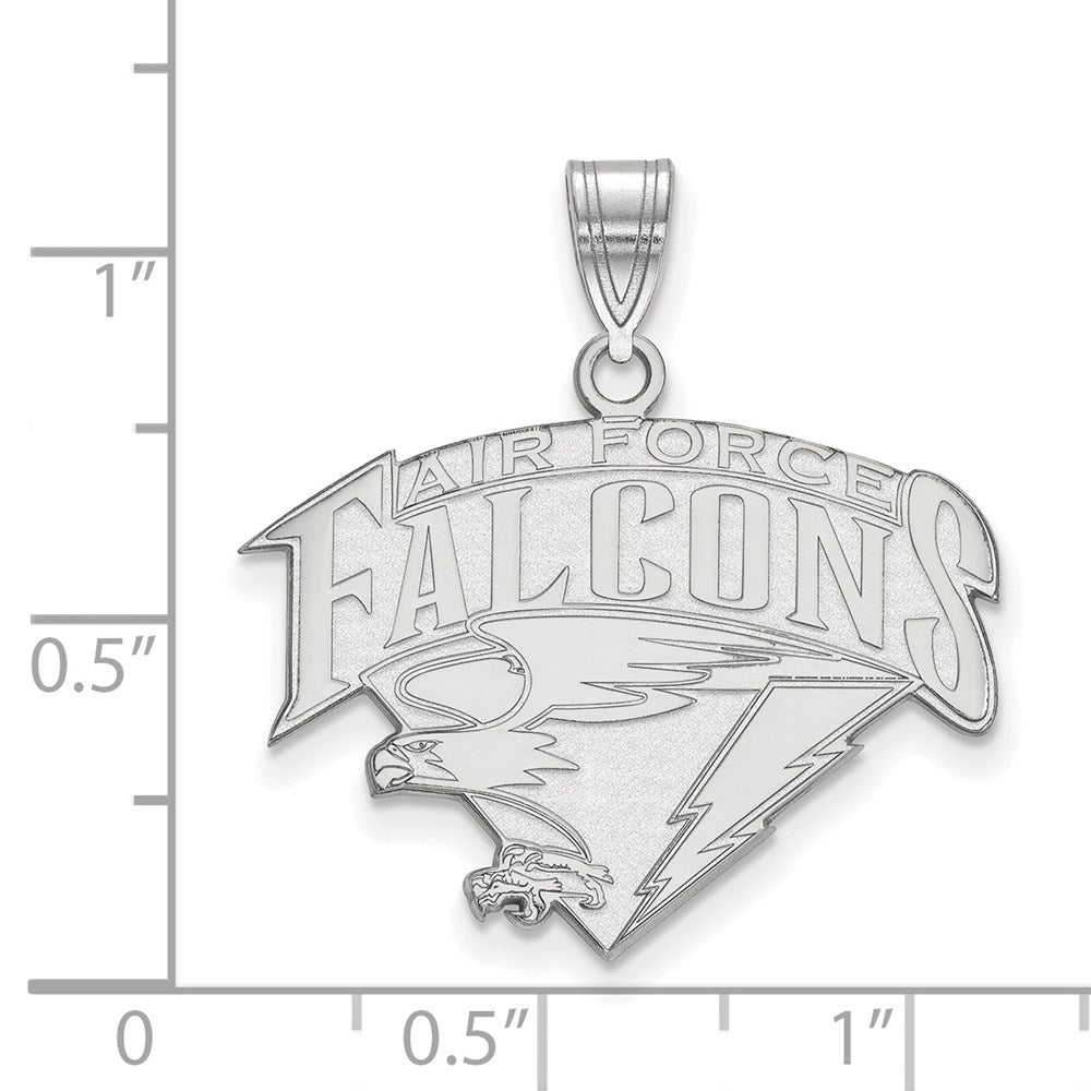 Sterling Silver Rhodium Plated Logoart United States Air Force Academy Falcons Large Pendant
