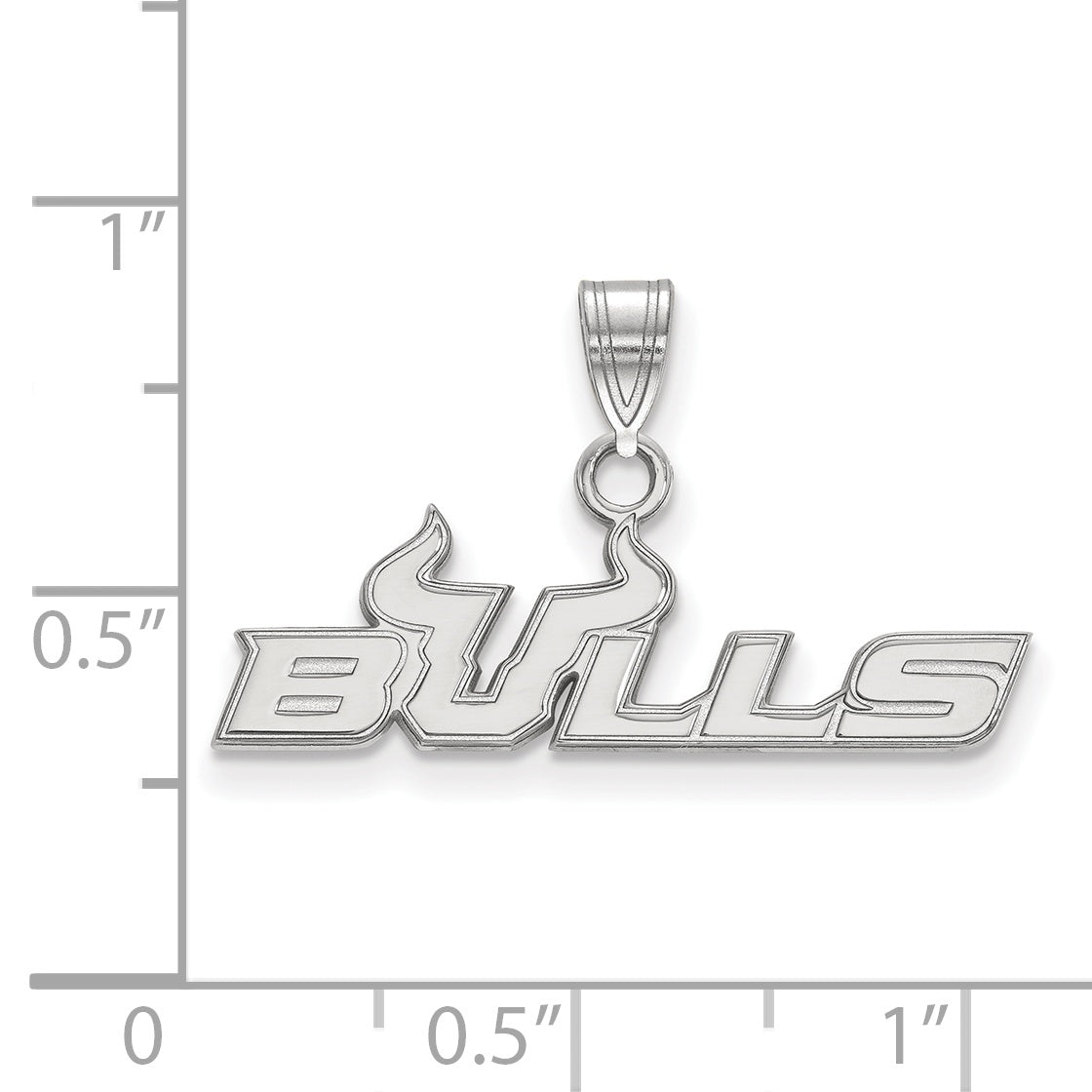 Sterling Silver Rhodium Plated Logoart University Of South Florida Bulls Small Pendant