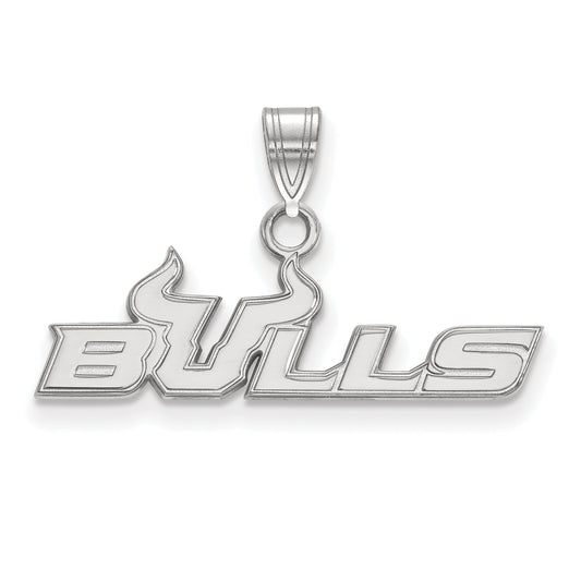 Sterling Silver Rhodium Plated Logoart University Of South Florida Bulls Small Pendant