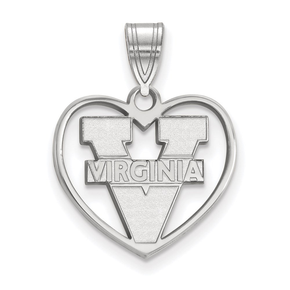 Sterling Silver Rhodium Plated Logoart University Of Virginia Heart Pendant