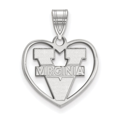 Sterling Silver Rhodium Plated Logoart University Of Virginia Heart Pendant