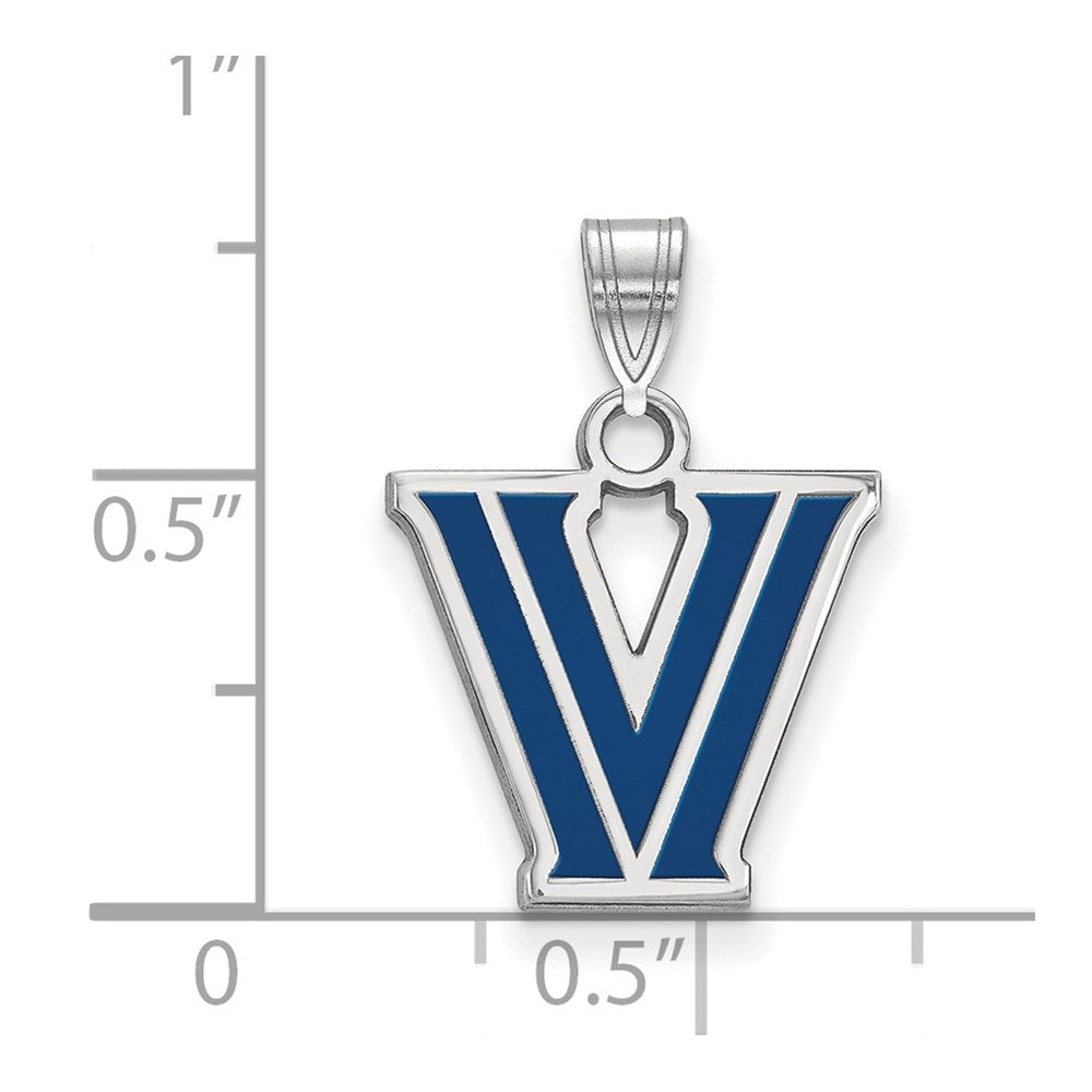Sterling Silver Rhodium Plated Logoart Villanova University Letter V Small Enameled Pendant