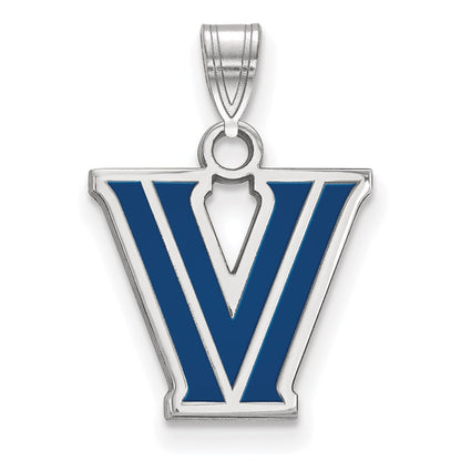 Sterling Silver Rhodium Plated Logoart Villanova University Letter V Small Enameled Pendant