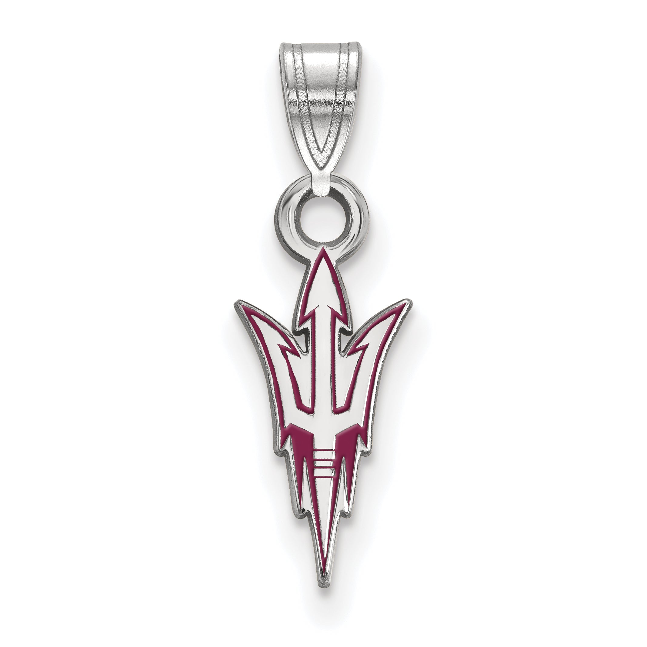 Sterling Silver Rhodium Plated Logoart Arizona State University Pitchfork Small Enameled Pendant