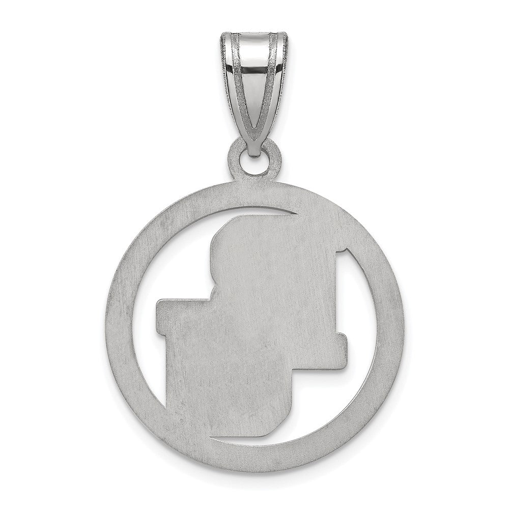 Sterling Silver Rhodium Plated Logoart Baylor University Bears Medium Circle Pendant