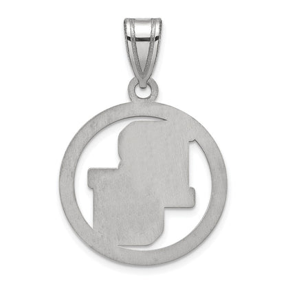 Sterling Silver Rhodium Plated Logoart Baylor University Bears Medium Circle Pendant