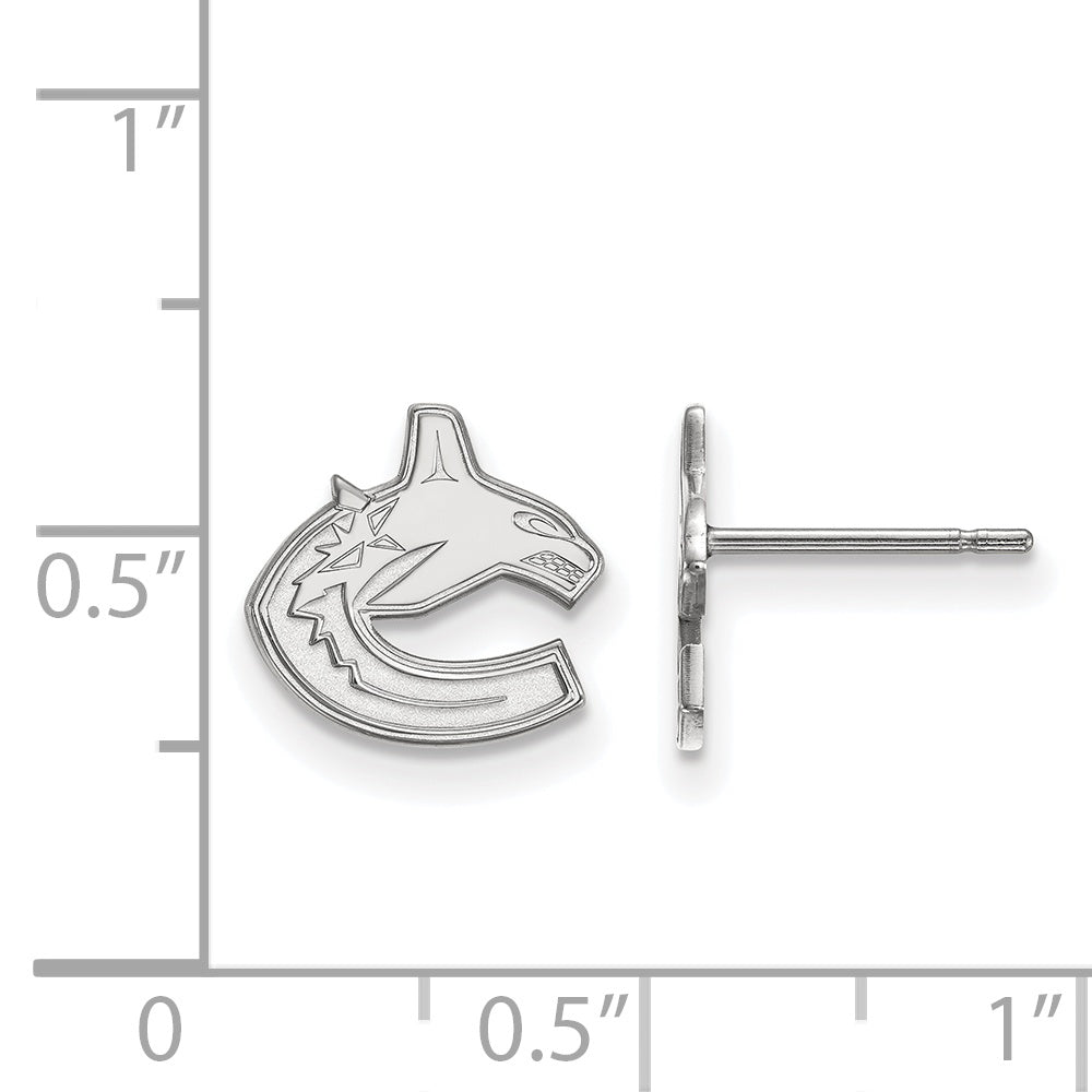 Sterling Silver Rhodium Plated Nhl Logoart Vancouver Canucks Extra Small Post Earrings