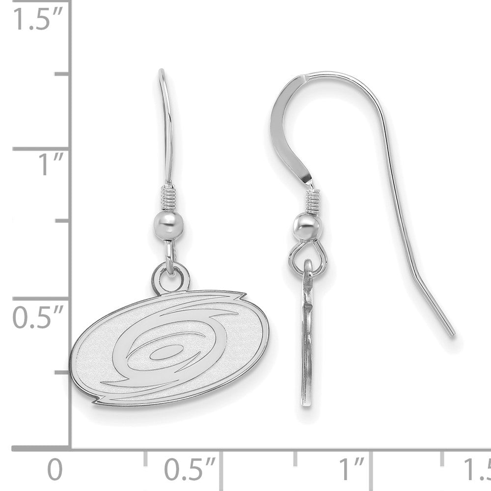 Sterling Silver Rhodium Plated Nhl Logoart Carolina Hurricanes Extra Small Dangle Earrings