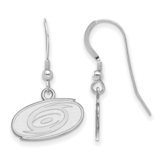Sterling Silver Rhodium Plated Nhl Logoart Carolina Hurricanes Extra Small Dangle Earrings