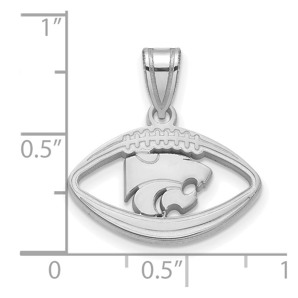Sterling Silver Rhodium Plated Logoart Kansas State University Wildcat Football Pendant