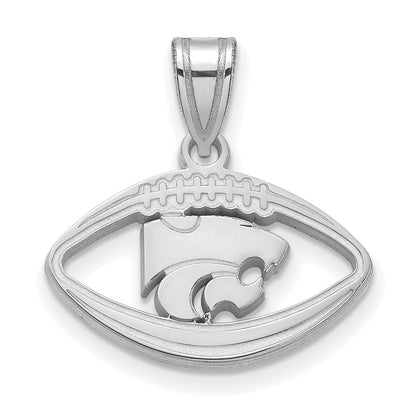 Sterling Silver Rhodium Plated Logoart Kansas State University Wildcat Football Pendant
