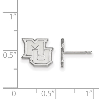 Sterling Silver Rhodium Plated Logoart Marquette University M U Extra Small Post Earrings