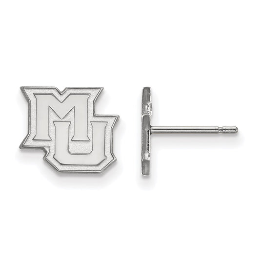 10K White Gold Logoart Marquette University M U Extra Small Post Earrings