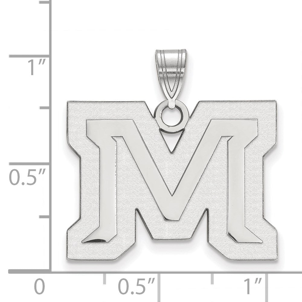 Sterling Silver Rhodium Plated Logoart Montana State University Letter M Large Pendant