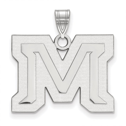 14K White Gold Logoart Montana State University Letter M Large Pendant
