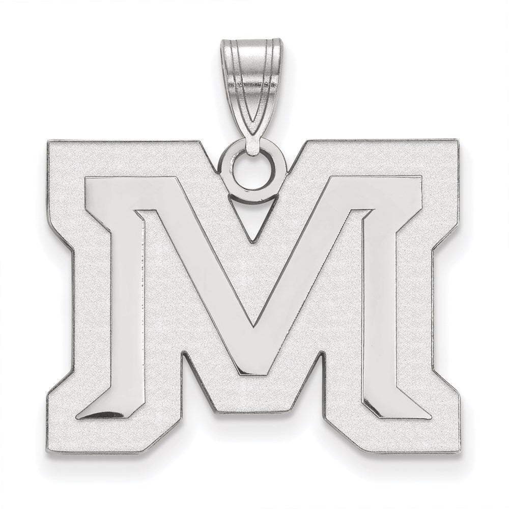 Sterling Silver Rhodium Plated Logoart Montana State University Letter M Large Pendant
