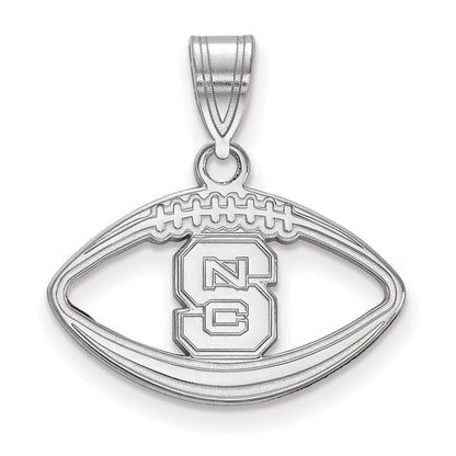 Sterling Silver Rhodium Plated Logoart North Carolina State University N C S Football Pendant