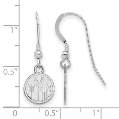 Sterling Silver Rhodium Plated Nhl Logoart Edmonton Oilers Extra Small Dangle Wire Earrings