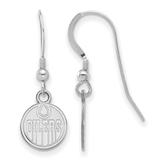 Sterling Silver Rhodium Plated Nhl Logoart Edmonton Oilers Extra Small Dangle Wire Earrings