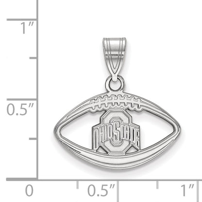 Sterling Silver Rhodium Plated Logoart The Ohio State University Football Pendant