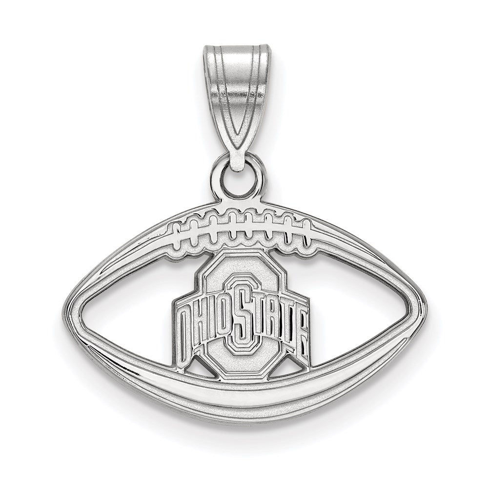 Sterling Silver Rhodium Plated Logoart The Ohio State University Football Pendant