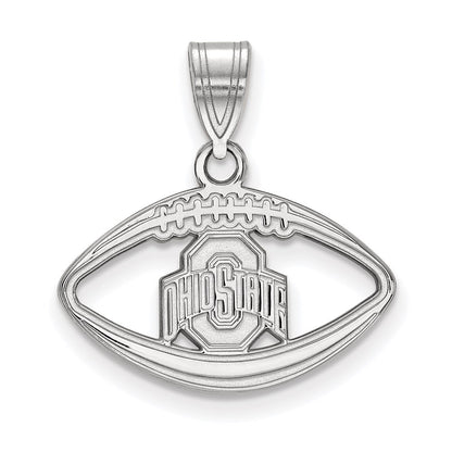 Sterling Silver Rhodium Plated Logoart The Ohio State University Football Pendant