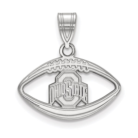 Sterling Silver Rhodium Plated Logoart The Ohio State University Football Pendant