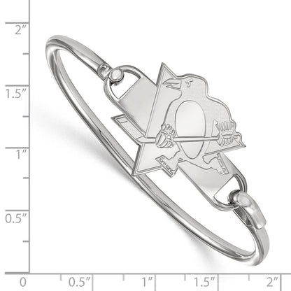Sterling Silver Rh Plated Nhl Logoart Pittsburgh Penguins Bangle