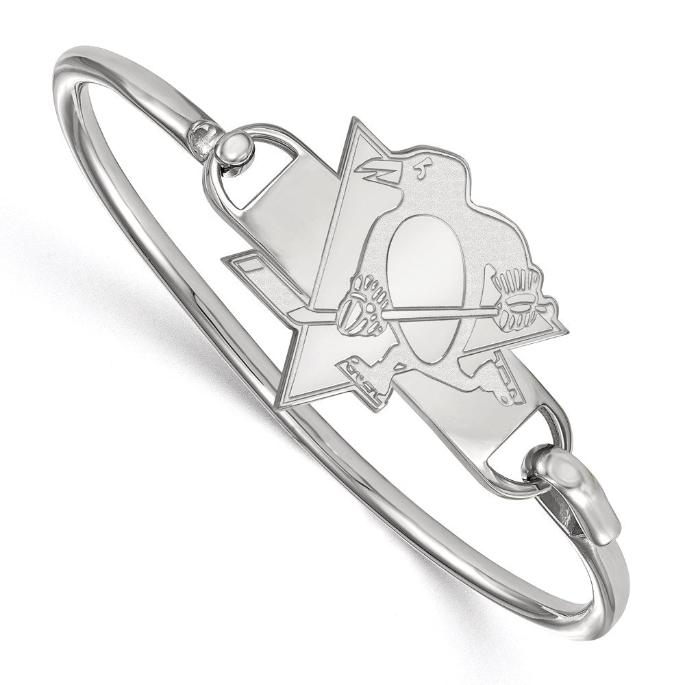 Sterling Silver Rh Plated Nhl Logoart Pittsburgh Penguins Bangle