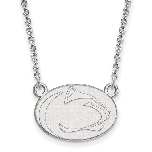 10K White Gold Logoart Penn State University Lion Small Pendant 18 Inch Necklace