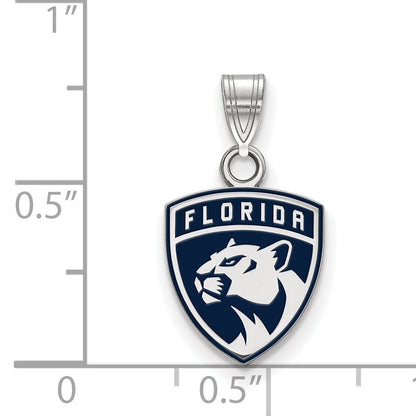 Sterling Silver Rhodium Plated Nhl Logoart Florida Panthers Small Enameled Pendant