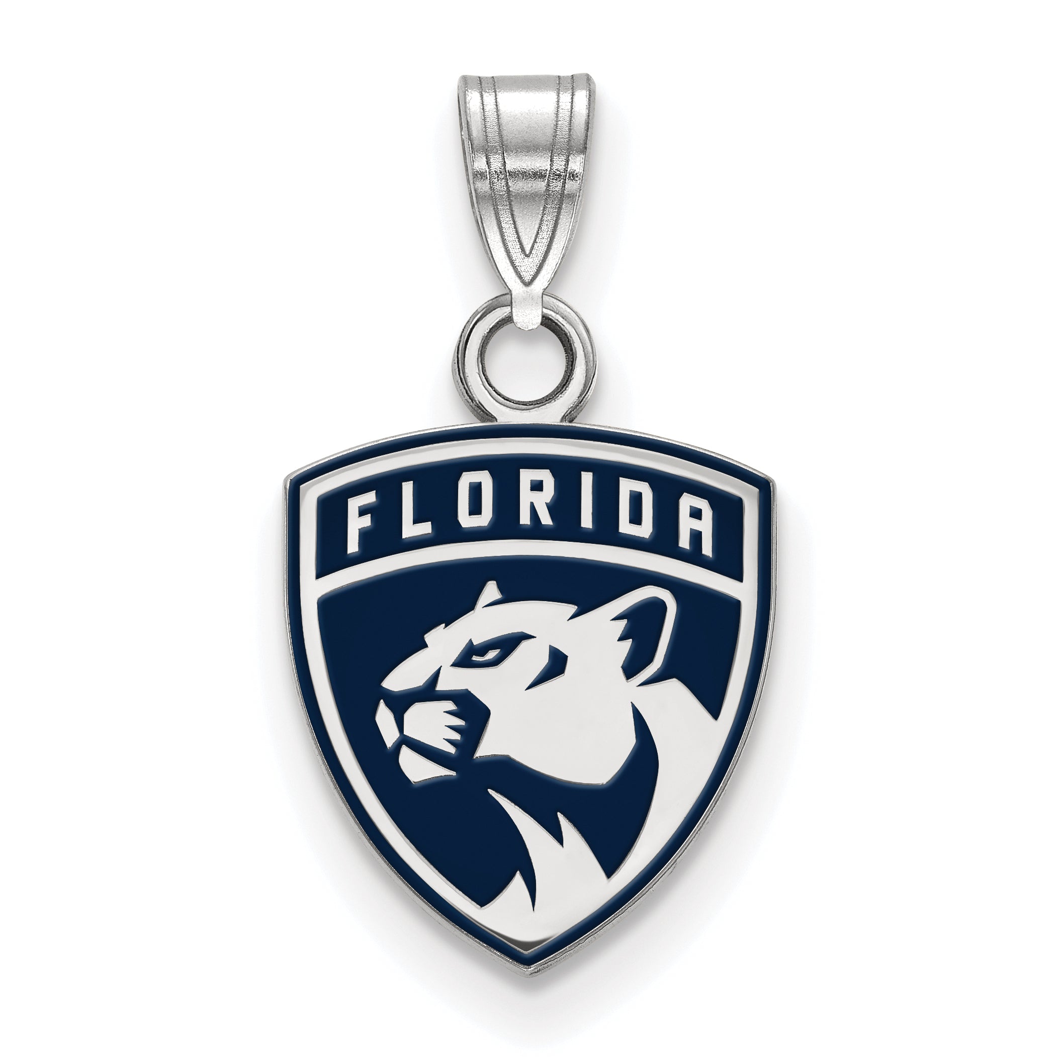 Sterling Silver Rhodium Plated Nhl Logoart Florida Panthers Small Enameled Pendant