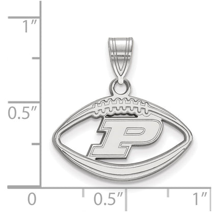 Sterling Silver Rhodium Plated Logoart Purdue University Letter P Football Pendant