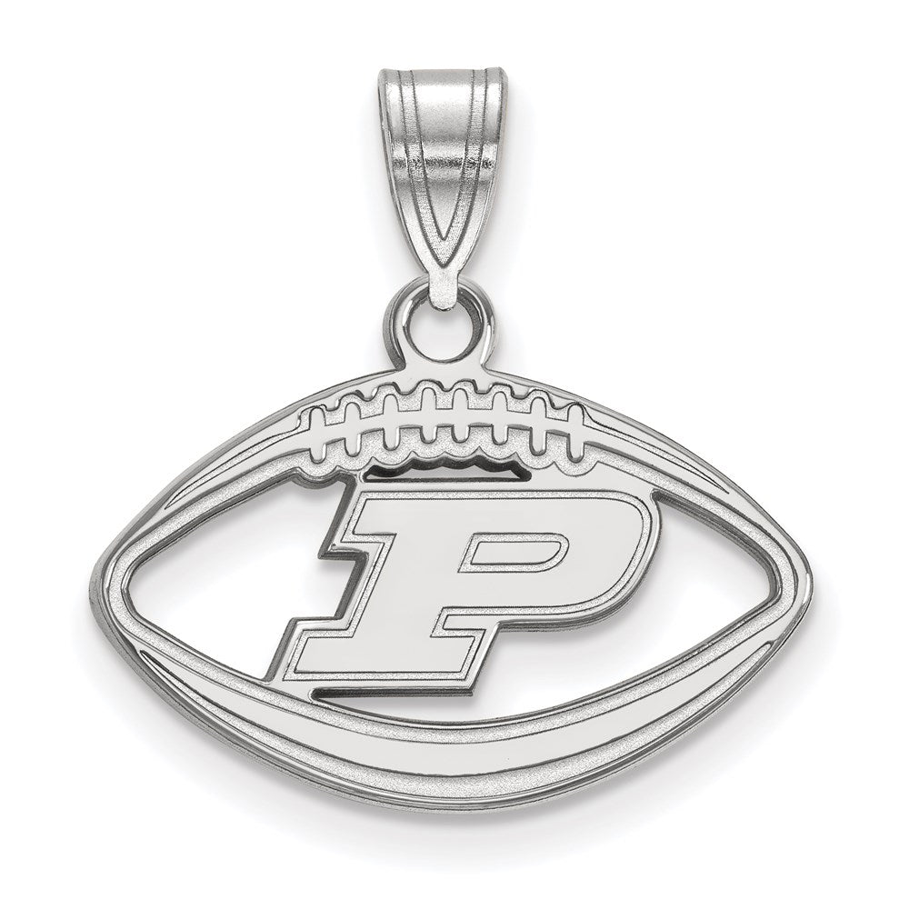 Sterling Silver Rhodium Plated Logoart Purdue University Letter P Football Pendant