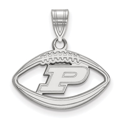 Sterling Silver Rhodium Plated Logoart Purdue University Letter P Football Pendant