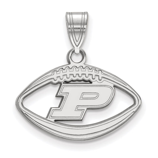 Sterling Silver Rhodium Plated Logoart Purdue University Letter P Football Pendant
