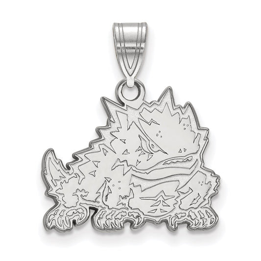 10K White Gold Logoart Texas Christian University Horned Frog Medium Pendant