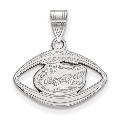 Sterling Silver Rhodium Plated Logoart University Of Florida Gator Football Pendant