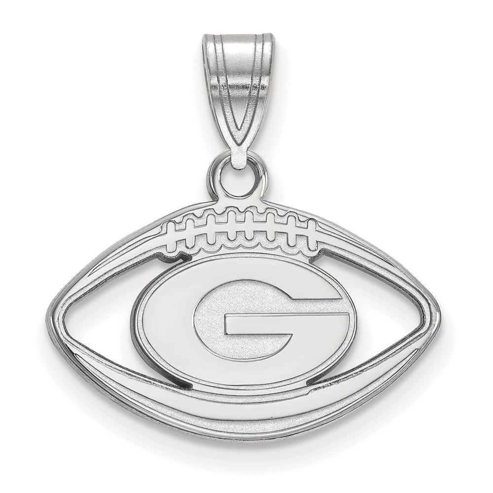 Sterling Silver Rhodium Plated Logoart University Of Georgia Letter G Football Pendant